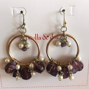 Banana Republic purple and pearl hoop earrings